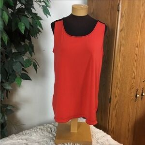 George scoop neck tank top red front with black trim black back XL